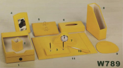 Desk Set, 11 Components, Leather, Yellow